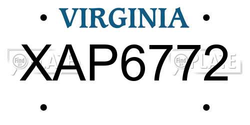 XAP6772 Virginia License Plate