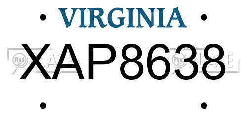 XAP8638 Virginia License Plate