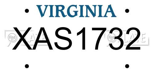 XAS1732 Virginia License Plate
