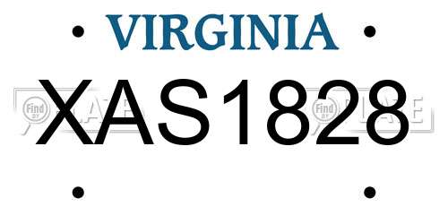 XAS1828 Virginia License Plate