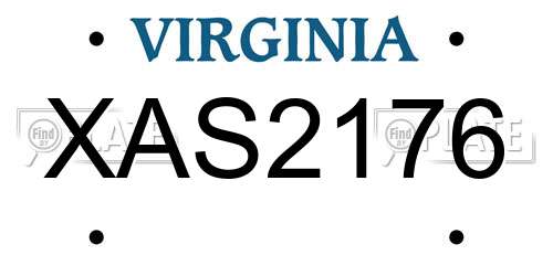 XAS2176 Virginia License Plate