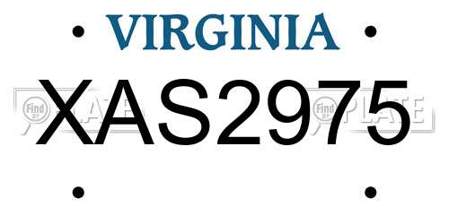 XAS2975 Virginia License Plate