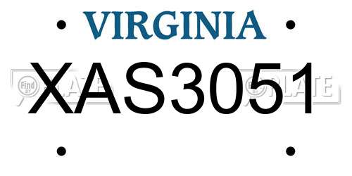 XAS3051 Virginia License Plate