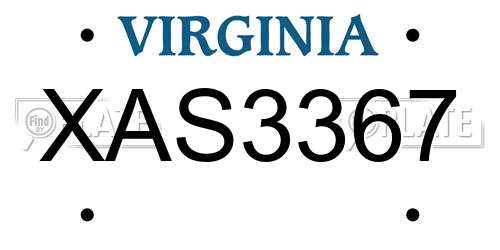 XAS3367 Virginia License Plate