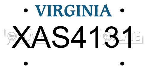 XAS4131 Virginia License Plate