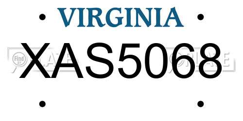 XAS5068 Virginia License Plate