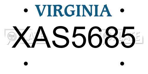 XAS5685 Virginia License Plate
