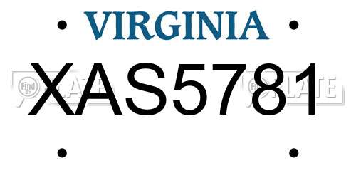 XAS5781 Virginia License Plate