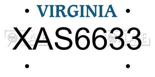 XAS6633 Virginia License Plate