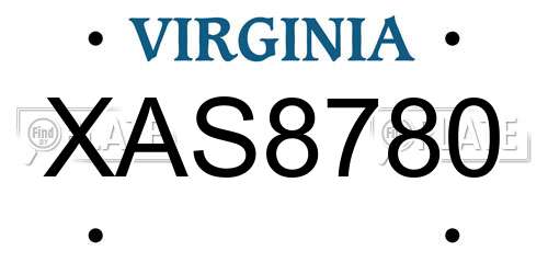 XAS8780 Virginia License Plate