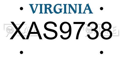 XAS9738 Virginia License Plate