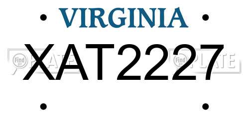 XAT2227 Virginia License Plate