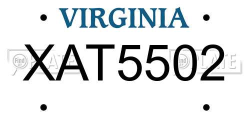 XAT5502 Virginia License Plate