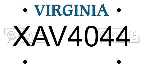 XAV4044 Virginia License Plate