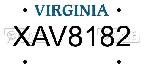 XAV8182 Virginia License Plate
