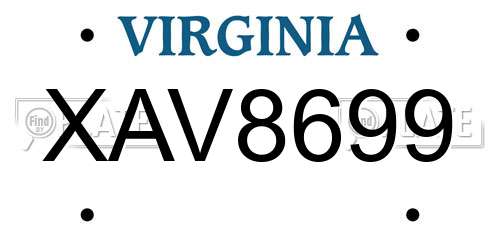 XAV8699 Virginia License Plate