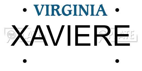 XAVIERE Virginia License Plate