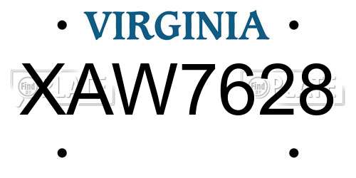 XAW7628 Virginia License Plate
