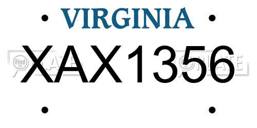 XAX1356 Virginia License Plate