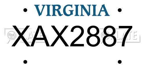 XAX2887 Virginia License Plate
