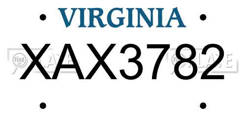 XAX3782 Virginia License Plate