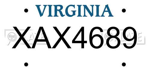 XAX4689 Virginia License Plate