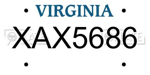 XAX5686 Virginia License Plate