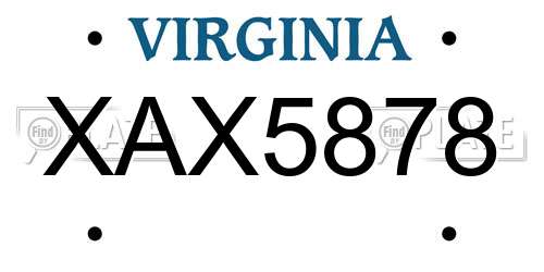 XAX5878 Virginia License Plate