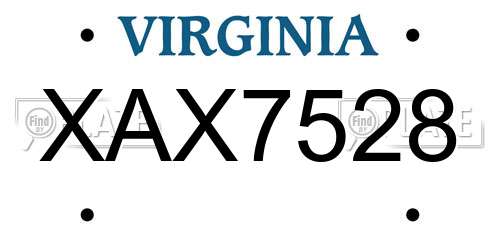 XAX7528 Virginia License Plate