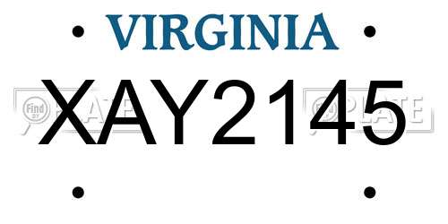 XAY2145 Virginia License Plate