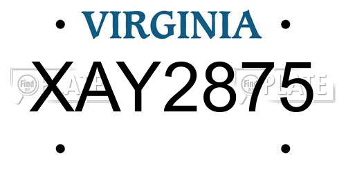 XAY2875 Virginia License Plate