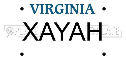 XAYAH Virginia License Plate