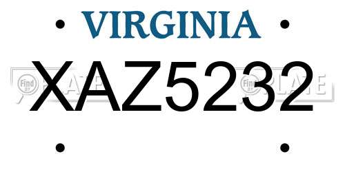 XAZ5232 Virginia License Plate
