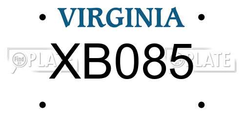 XB085 Virginia License Plate