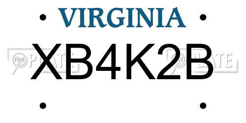 XB4K2B Virginia License Plate