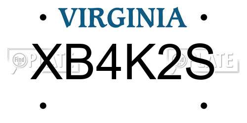 XB4K2S Virginia License Plate