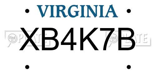 XB4K7B Virginia License Plate