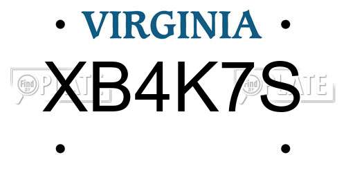 XB4K7S Virginia License Plate