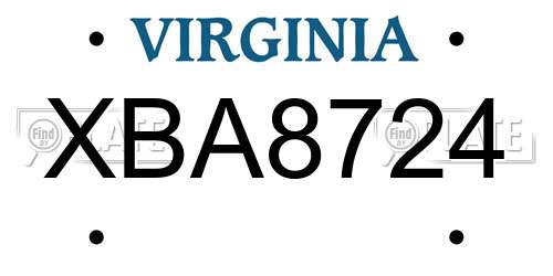 XBA8724 Virginia License Plate