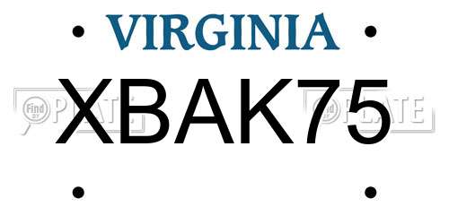 XBAK75 Virginia License Plate