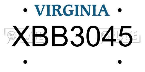 XBB3045 Virginia License Plate