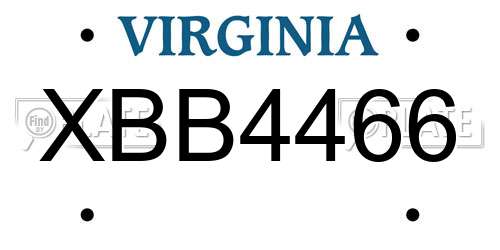 XBB4466 Virginia License Plate