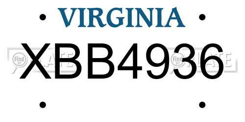 XBB4936 Virginia License Plate