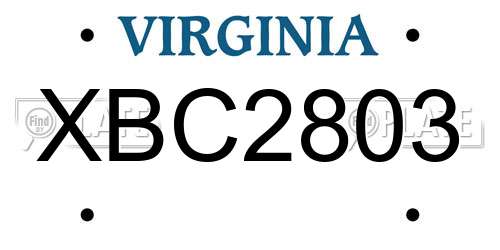 XBC2803 Virginia License Plate