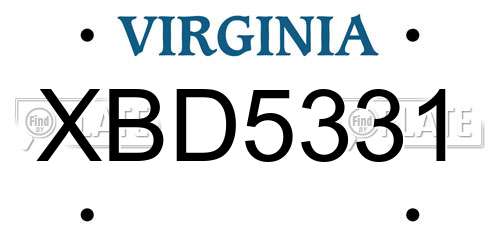 XBD5331 Virginia License Plate