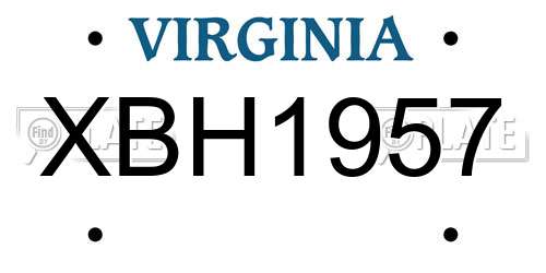XBH1957 Virginia License Plate
