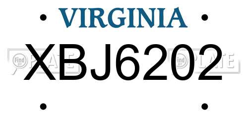 XBJ6202 Virginia License Plate
