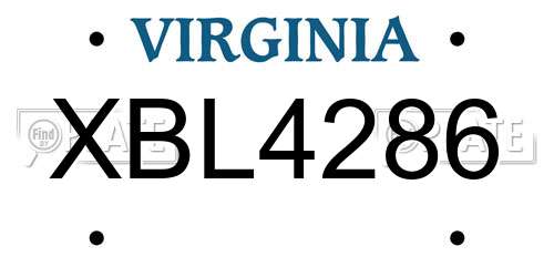 XBL4286 Virginia License Plate