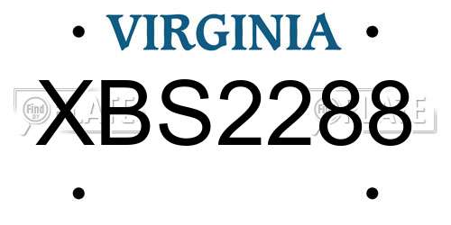 XBS2288 Virginia License Plate