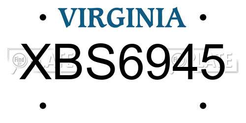 XBS6945 Virginia License Plate